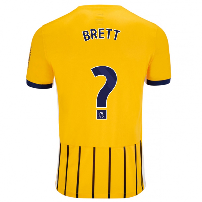 メンズフットボールAdam Brett#0金と青のピンストライプアウェイシャツ2024/25ジャージーユニフォーム