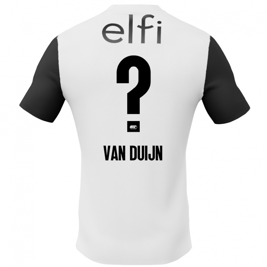 メンズフットボールSem Van Duijn#0白 黒アウェイシャツ2024/25ジャージーユニフォーム