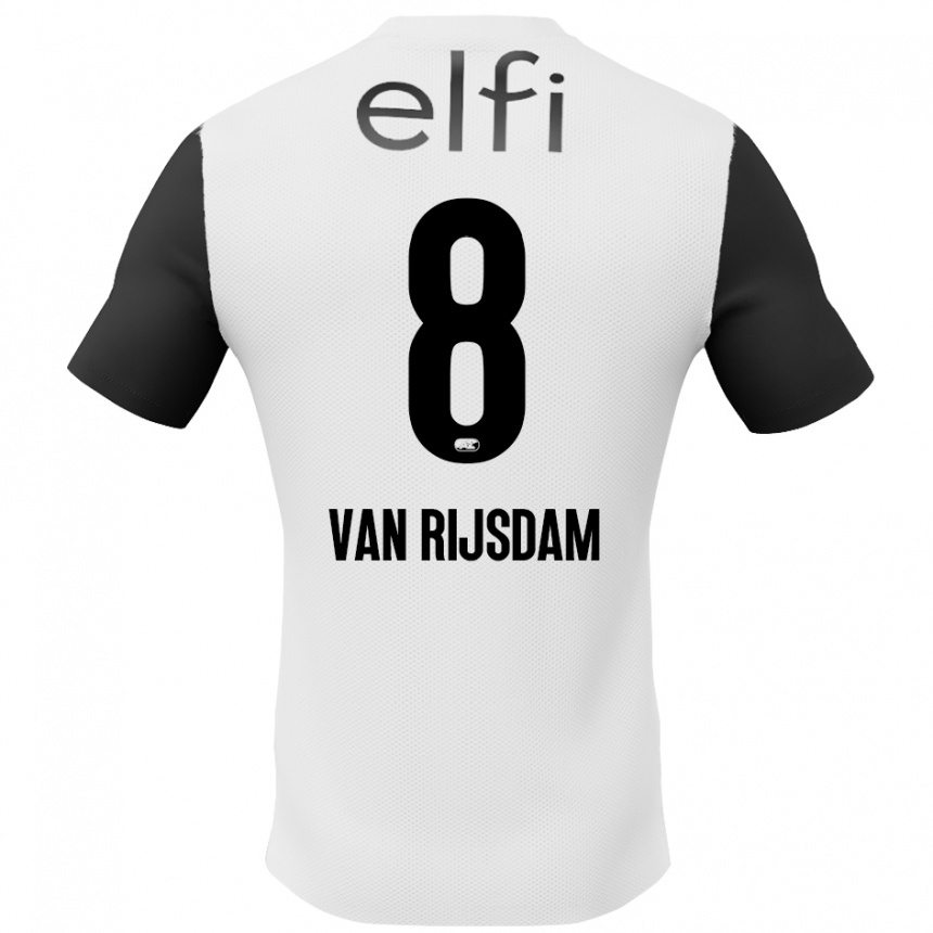 メンズフットボールJulian Van Rijsdam#8白 黒アウェイシャツ2024/25ジャージーユニフォーム