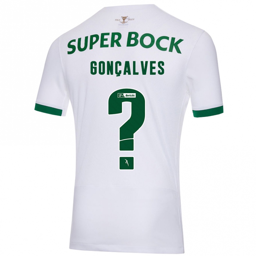 メンズフットボールFlávio Gonçalves#0白緑アウェイシャツ2024/25ジャージーユニフォーム