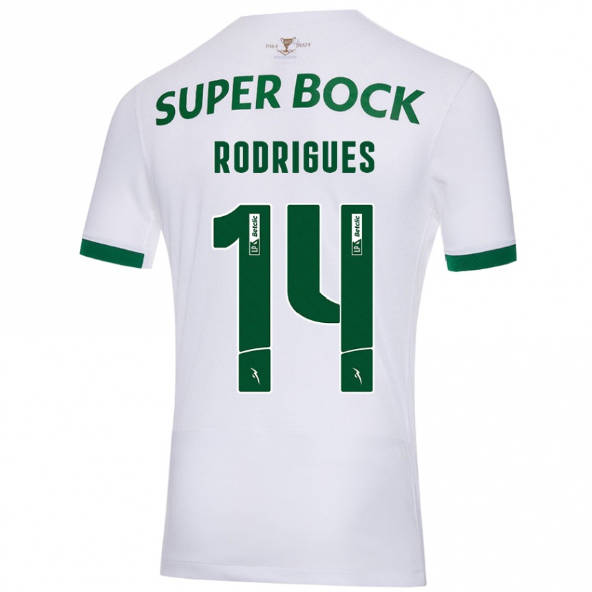 メンズフットボールPaulo Rodrigues#14白緑アウェイシャツ2024/25ジャージーユニフォーム