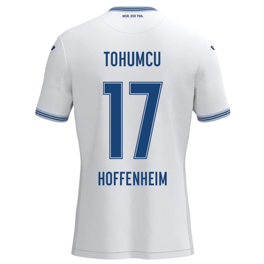 メンズフットボールUmut Tohumcu#17ホワイト ブルーアウェイシャツ2024/25ジャージーユニフォーム