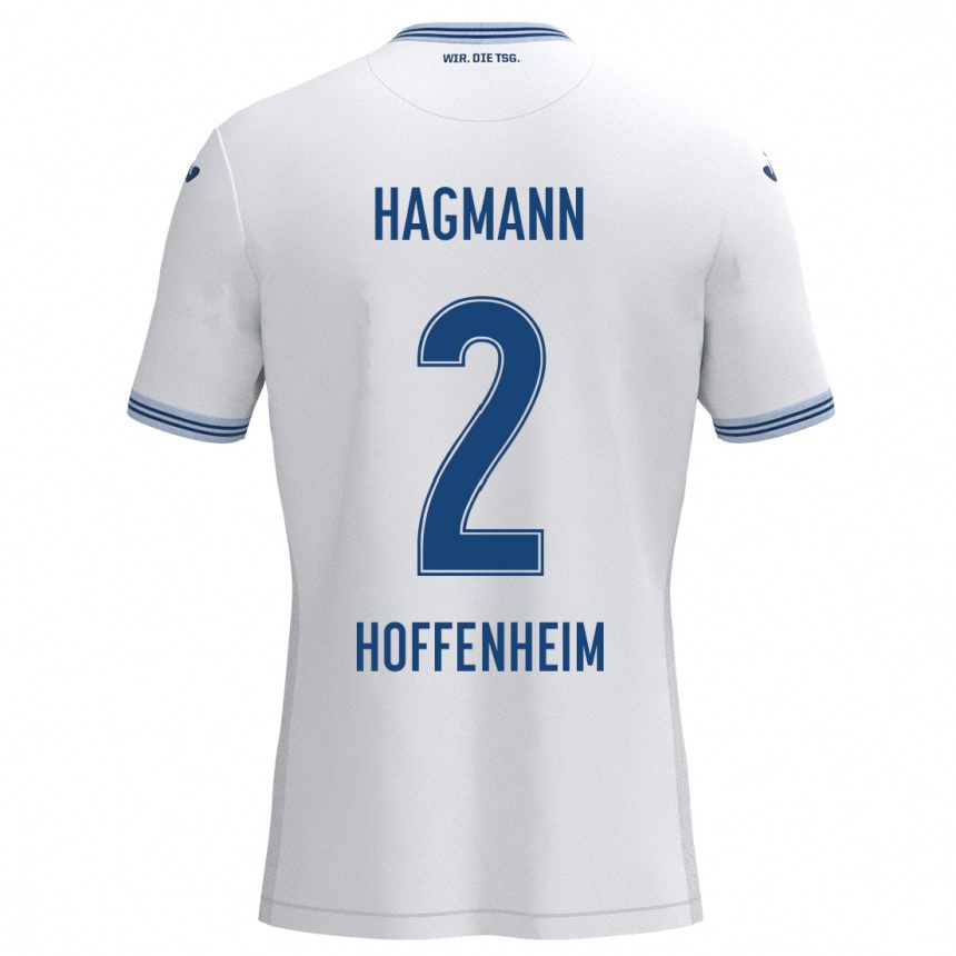 メンズフットボールFelix Hagmann#2ホワイト ブルーアウェイシャツ2024/25ジャージーユニフォーム