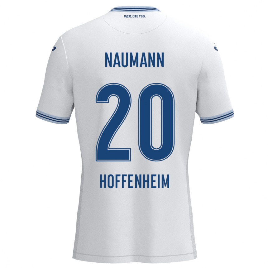 メンズフットボールMaxim Naumann#20ホワイト ブルーアウェイシャツ2024/25ジャージーユニフォーム