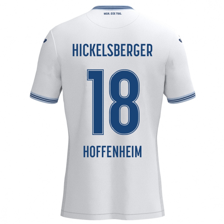 メンズフットボールJulia Hickelsberger#18ホワイト ブルーアウェイシャツ2024/25ジャージーユニフォーム