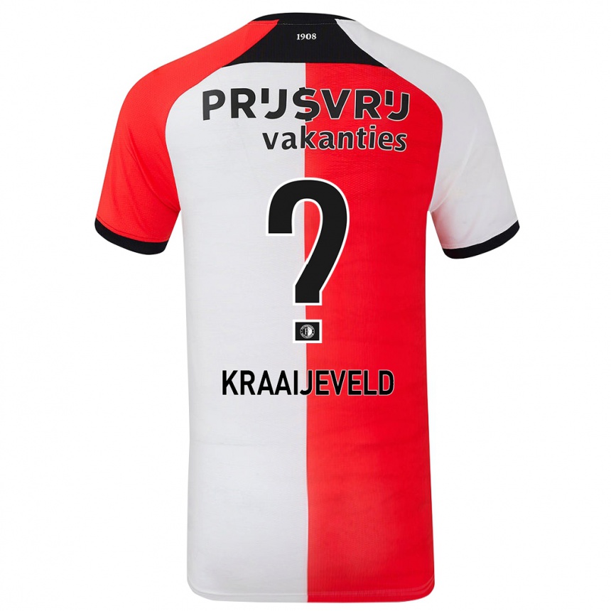 レディースフットボールThijs Kraaijeveld#0赤 白ホームシャツ2024/25ジャージーユニフォーム