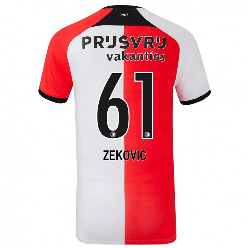 レディースフットボールAleks Zekovic#61赤 白ホームシャツ2024/25ジャージーユニフォーム