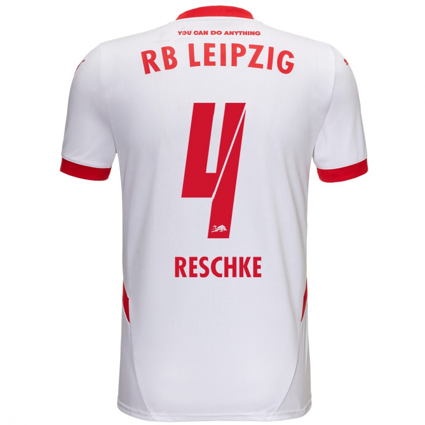 レディースフットボールGianluca Reschke#4白 赤ホームシャツ2024/25ジャージーユニフォーム