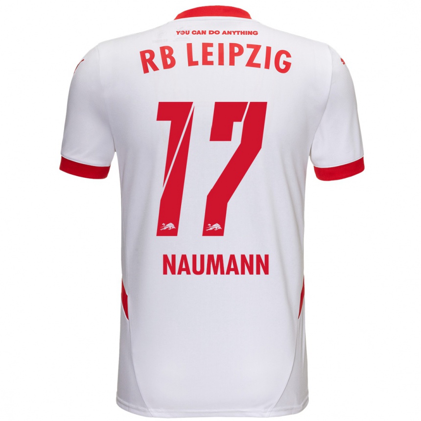 レディースフットボールCarlos Naumann#17白 赤ホームシャツ2024/25ジャージーユニフォーム