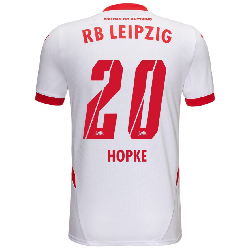 レディースフットボールHannes Hopke#20白 赤ホームシャツ2024/25ジャージーユニフォーム