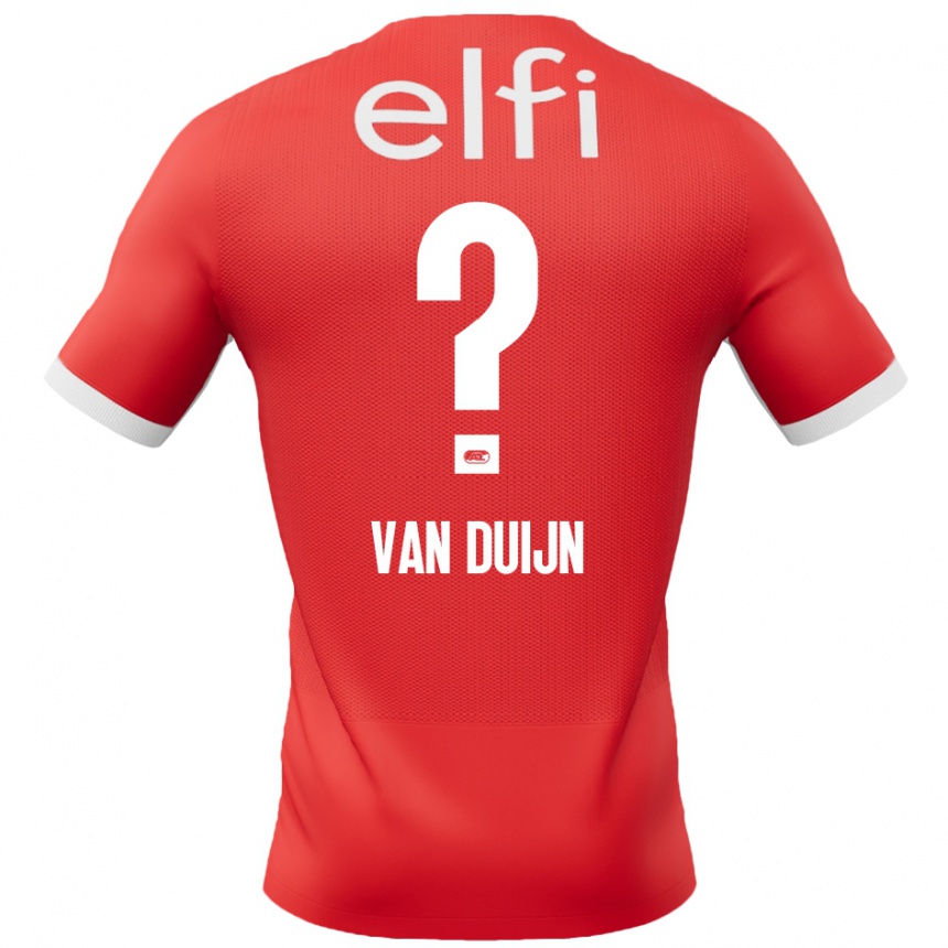 レディースフットボールSem Van Duijn#0赤 白ホームシャツ2024/25ジャージーユニフォーム