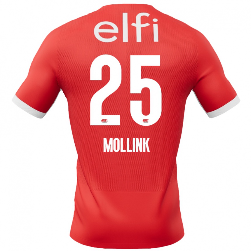 レディースフットボールYaël Mollink#25赤 白ホームシャツ2024/25ジャージーユニフォーム