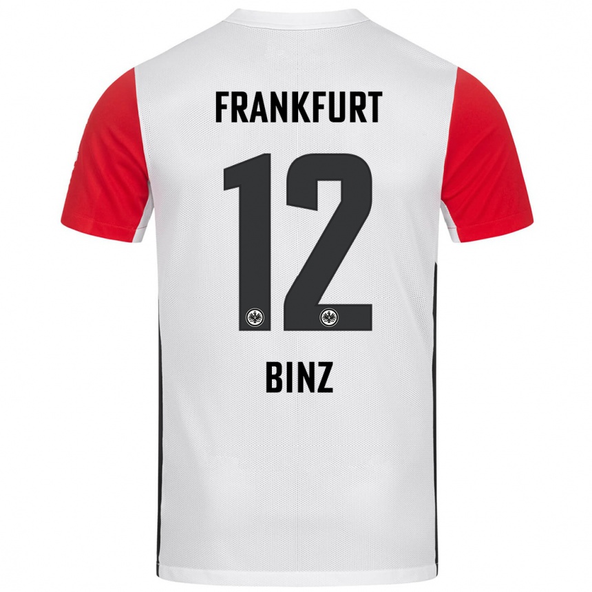 レディースフットボールSam Binz#12白 赤ホームシャツ2024/25ジャージーユニフォーム