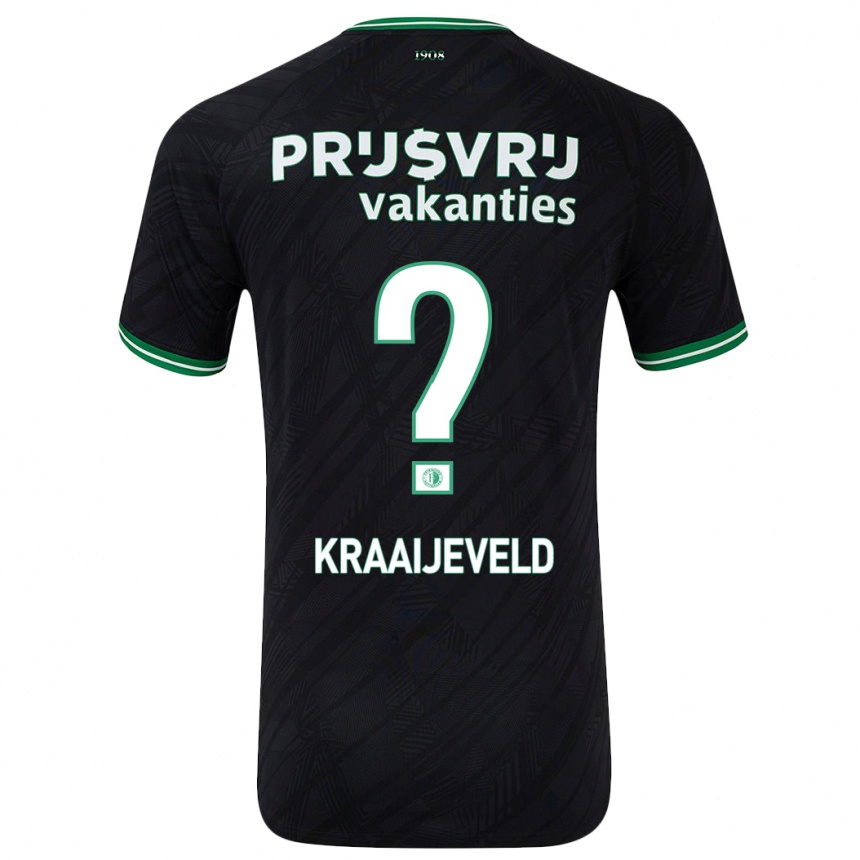 レディースフットボールThijs Kraaijeveld#0黒緑アウェイシャツ2024/25ジャージーユニフォーム