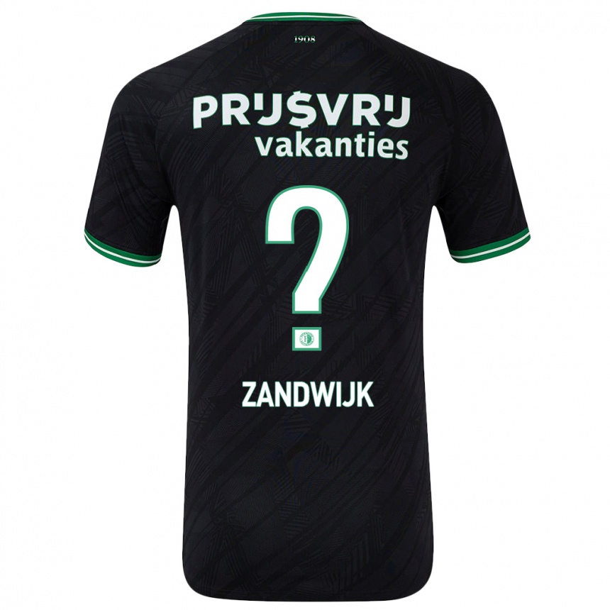 レディースフットボールTim Zandwijk#0黒緑アウェイシャツ2024/25ジャージーユニフォーム