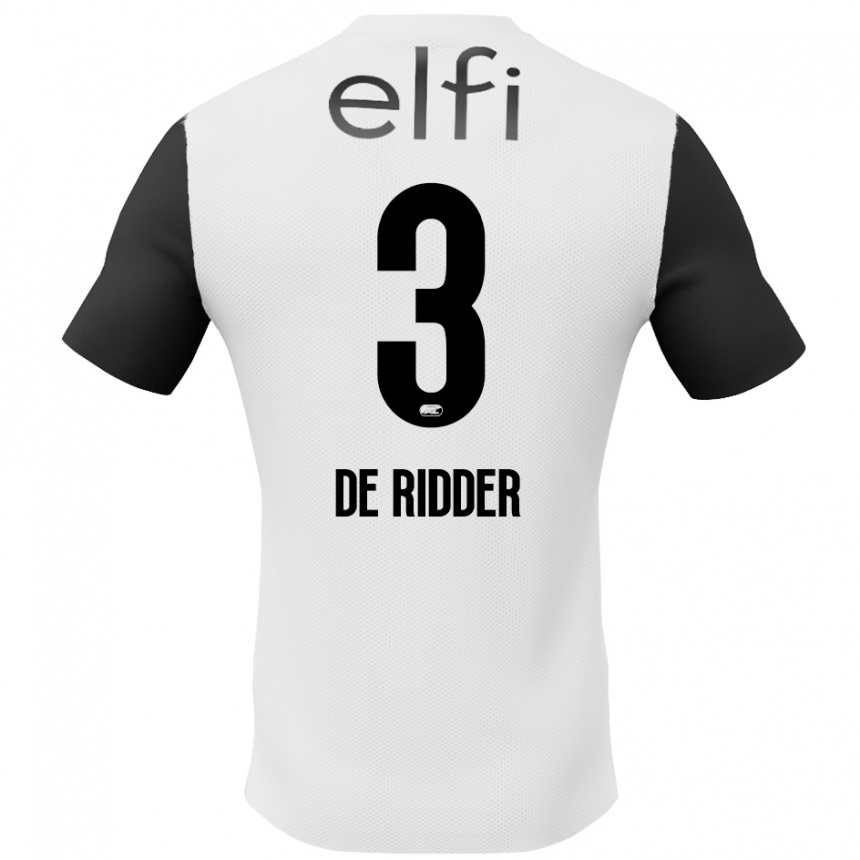 レディースフットボールDjoeke De Ridder#3白 黒アウェイシャツ2024/25ジャージーユニフォーム