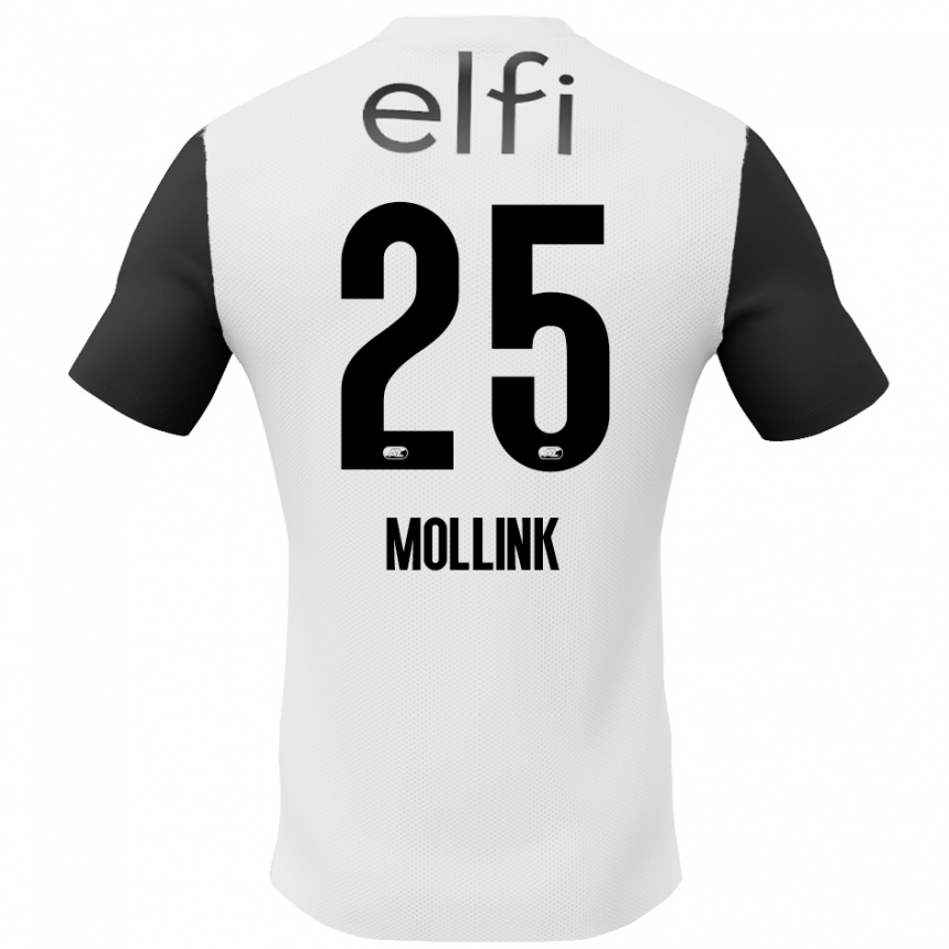 レディースフットボールYaël Mollink#25白 黒アウェイシャツ2024/25ジャージーユニフォーム