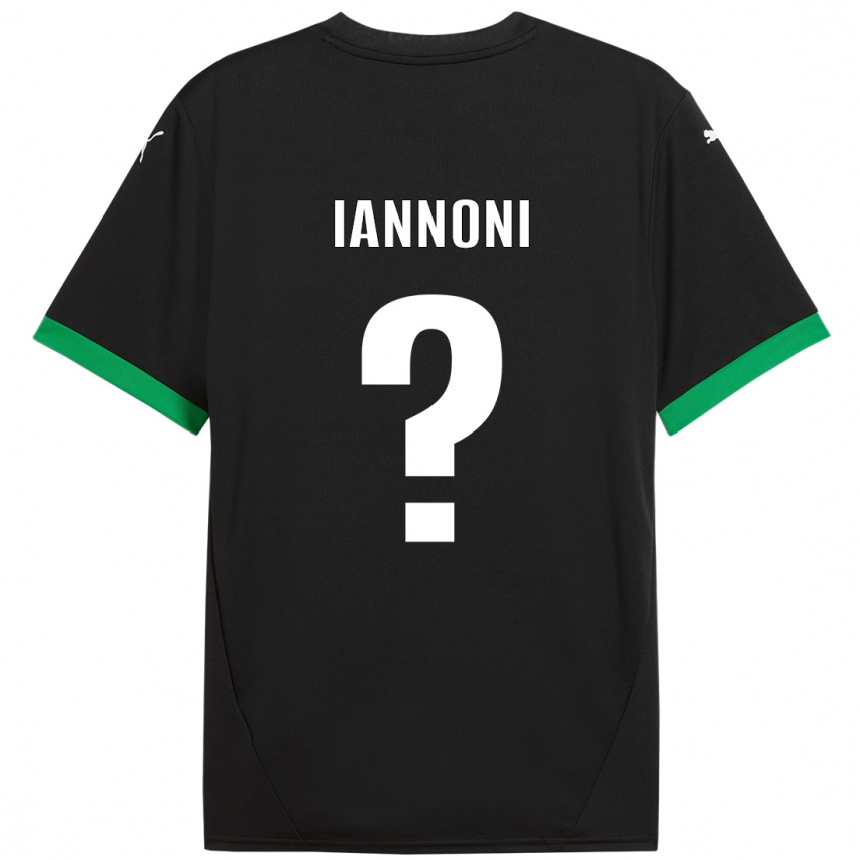 キッズフットボールEdoardo Iannoni#0黒 ダークグリーンホームシャツ2024/25ジャージーユニフォーム