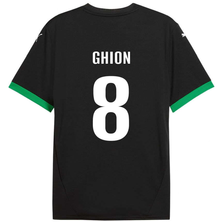 キッズフットボールAndrea Ghion#8黒 ダークグリーンホームシャツ2024/25ジャージーユニフォーム