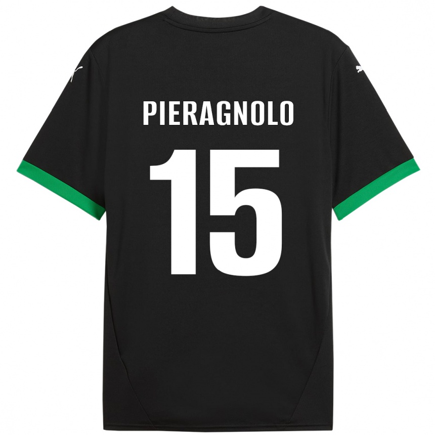 キッズフットボールEdoardo Pieragnolo#15黒 ダークグリーンホームシャツ2024/25ジャージーユニフォーム