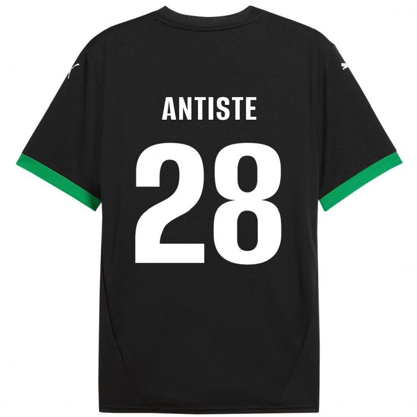 キッズフットボールJanis Antiste#28黒 ダークグリーンホームシャツ2024/25ジャージーユニフォーム