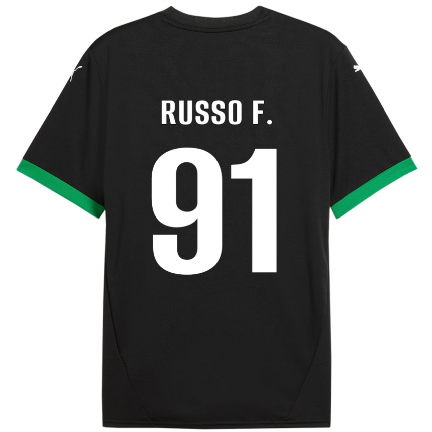 キッズフットボールFlavio Russo#91黒 ダークグリーンホームシャツ2024/25ジャージーユニフォーム