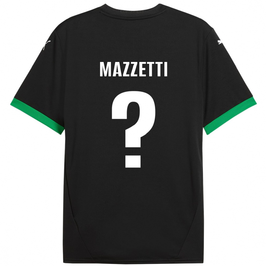 キッズフットボールRiccardo Mazzetti#0黒 ダークグリーンホームシャツ2024/25ジャージーユニフォーム