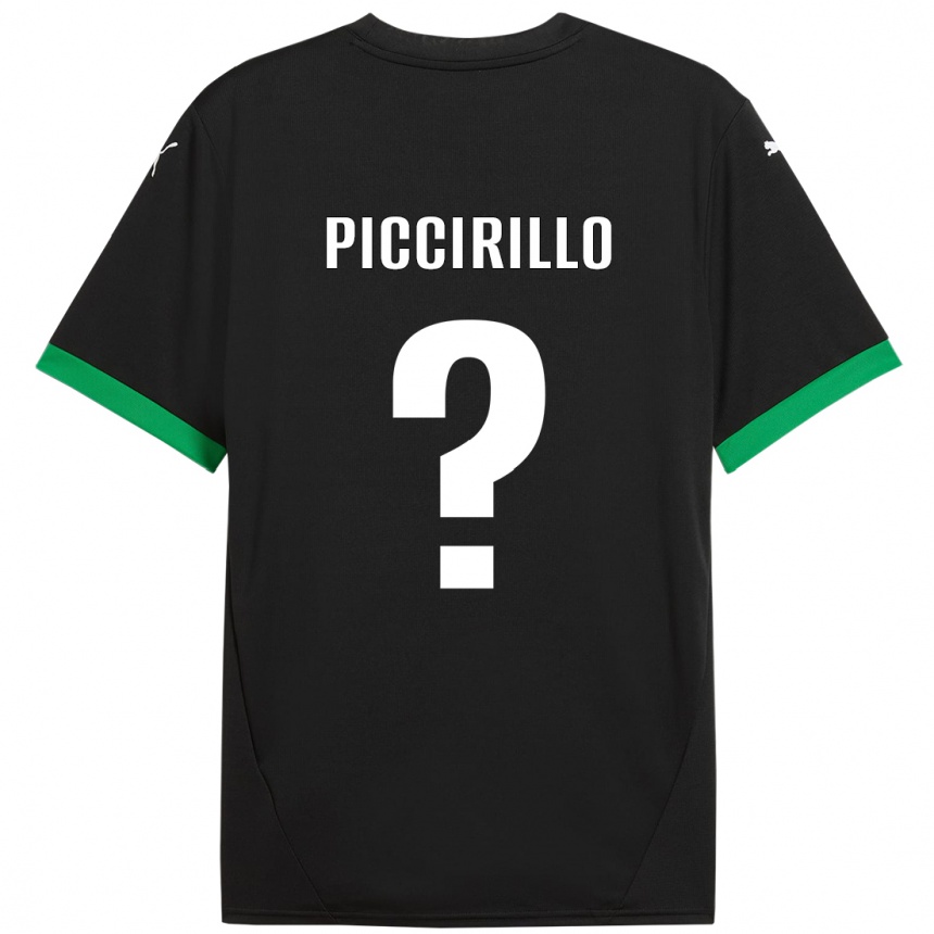 キッズフットボールMichele Piccirillo#0黒 ダークグリーンホームシャツ2024/25ジャージーユニフォーム