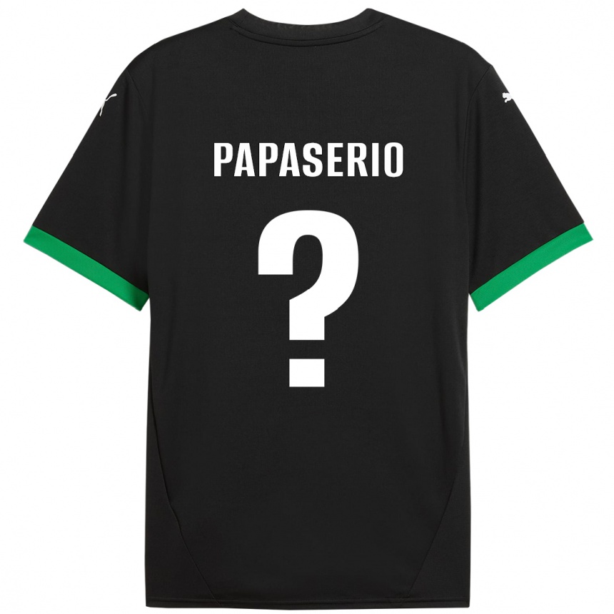 キッズフットボールGabriele Papaserio#0黒 ダークグリーンホームシャツ2024/25ジャージーユニフォーム