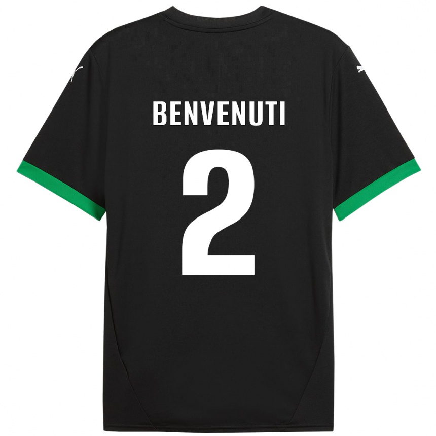 キッズフットボールGiacomo Benvenuti#2黒 ダークグリーンホームシャツ2024/25ジャージーユニフォーム