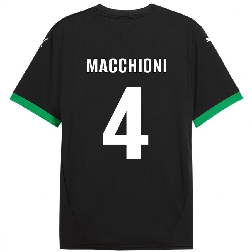 キッズフットボールTommaso Macchioni#4黒 ダークグリーンホームシャツ2024/25ジャージーユニフォーム