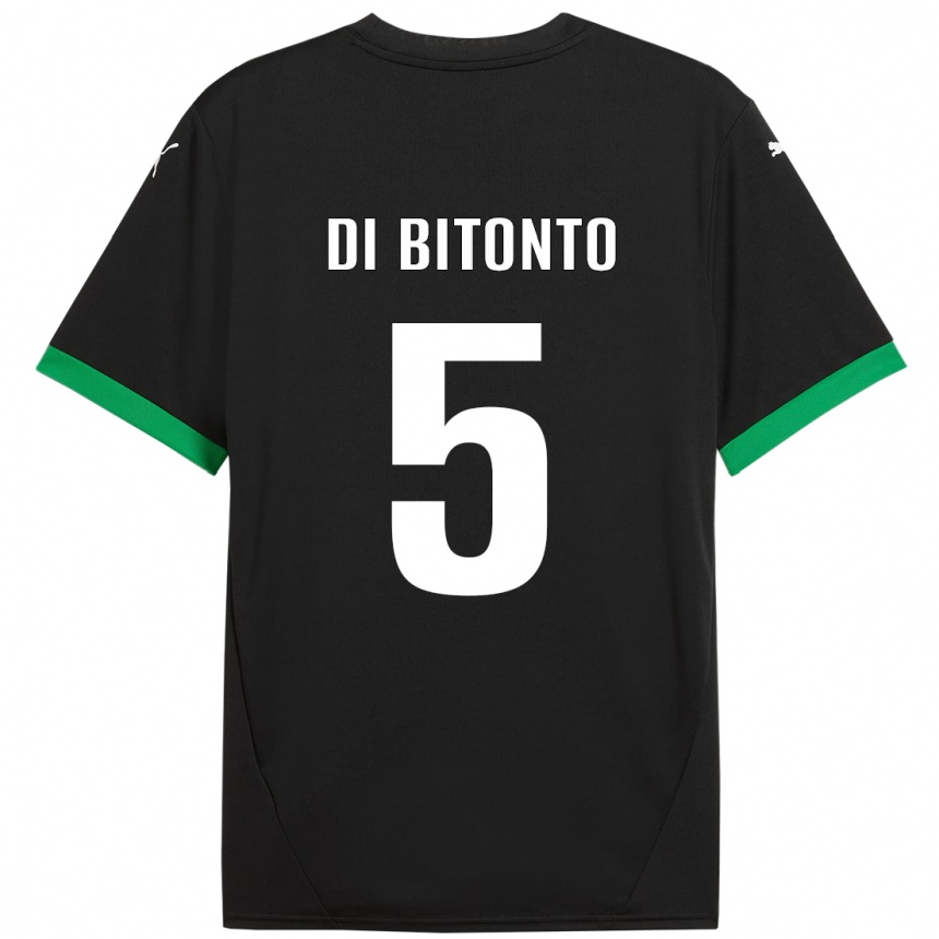 キッズフットボールAlessandro Di Bitonto#5黒 ダークグリーンホームシャツ2024/25ジャージーユニフォーム