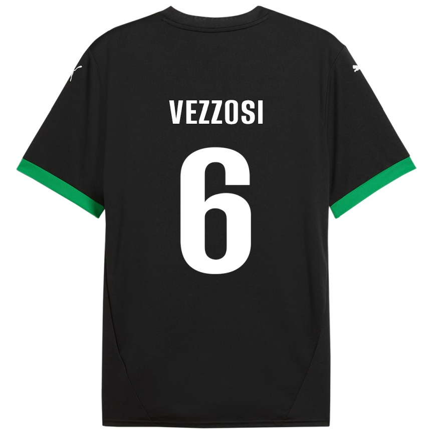 キッズフットボールGiorgio Vezzosi#6黒 ダークグリーンホームシャツ2024/25ジャージーユニフォーム