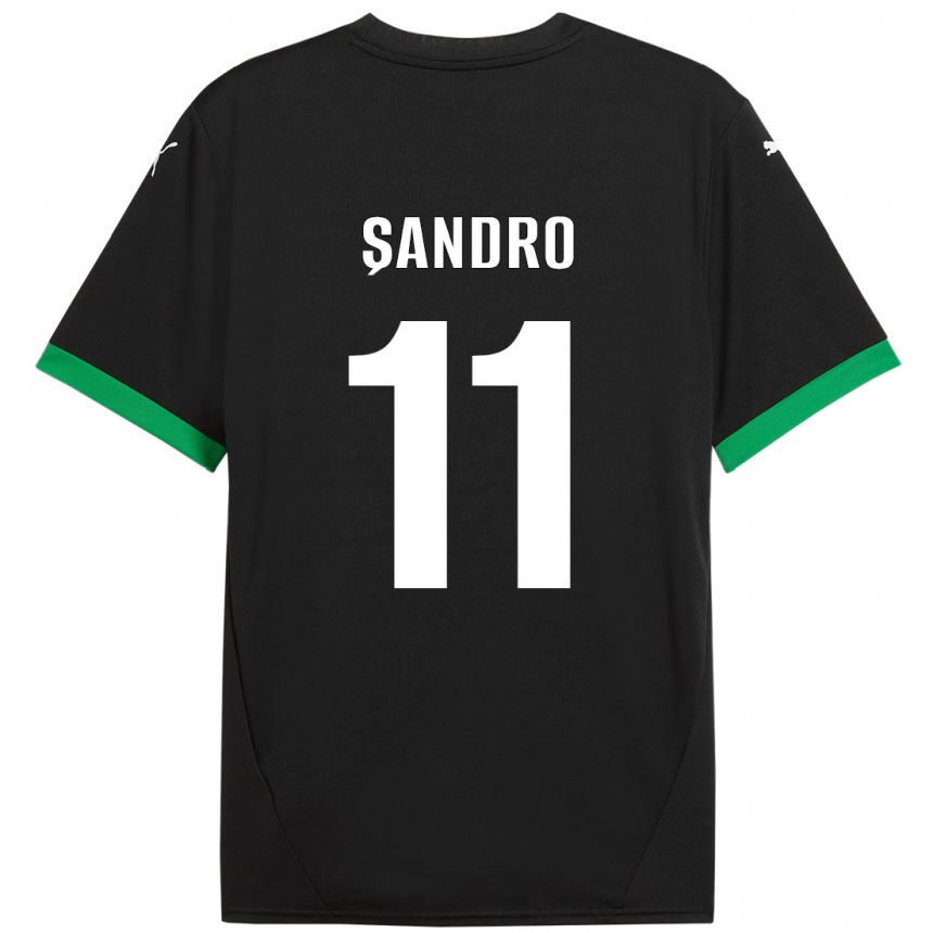 キッズフットボールDenis Șandro#11黒 ダークグリーンホームシャツ2024/25ジャージーユニフォーム