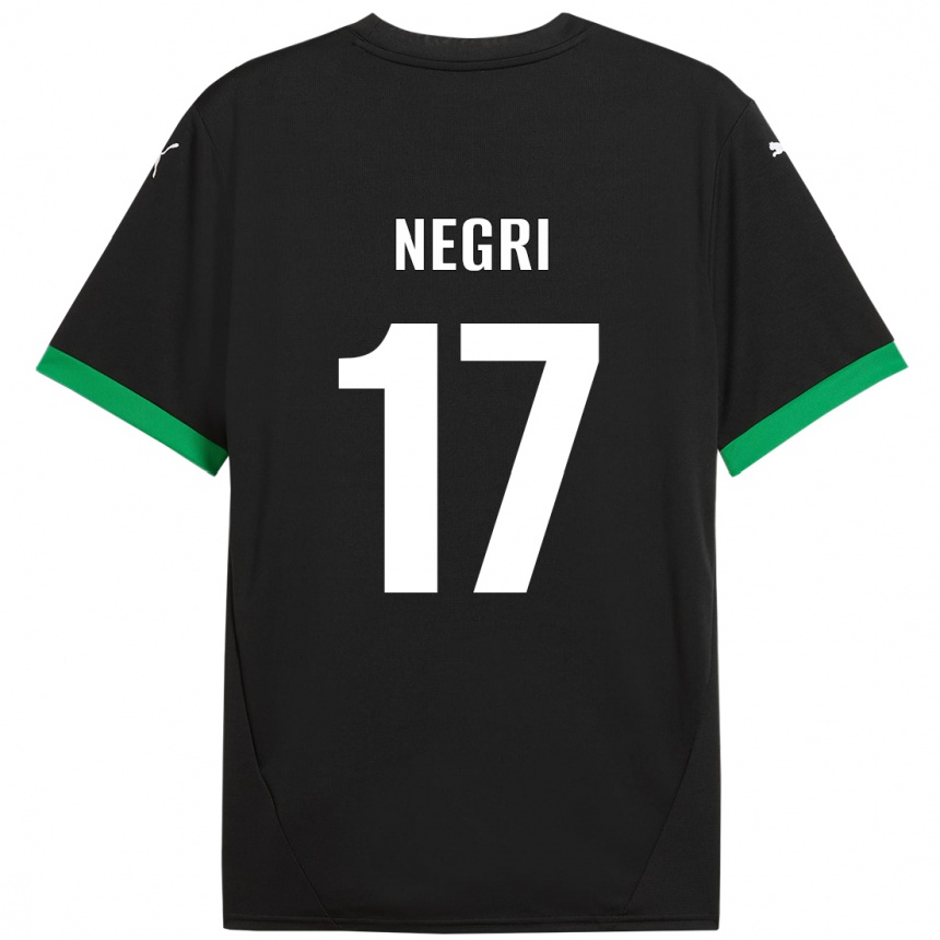 キッズフットボールGabriele Negri#17黒 ダークグリーンホームシャツ2024/25ジャージーユニフォーム