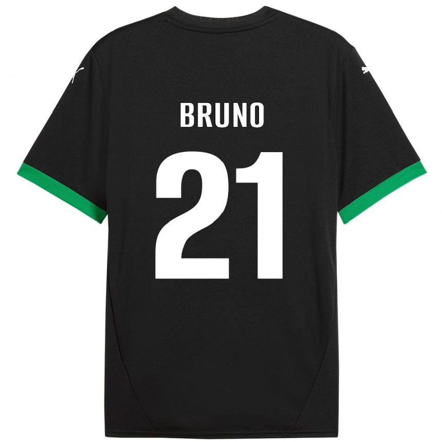 キッズフットボールKevin Bruno#21黒 ダークグリーンホームシャツ2024/25ジャージーユニフォーム