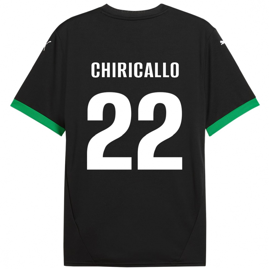 キッズフットボールGiovanni Chiricallo#22黒 ダークグリーンホームシャツ2024/25ジャージーユニフォーム