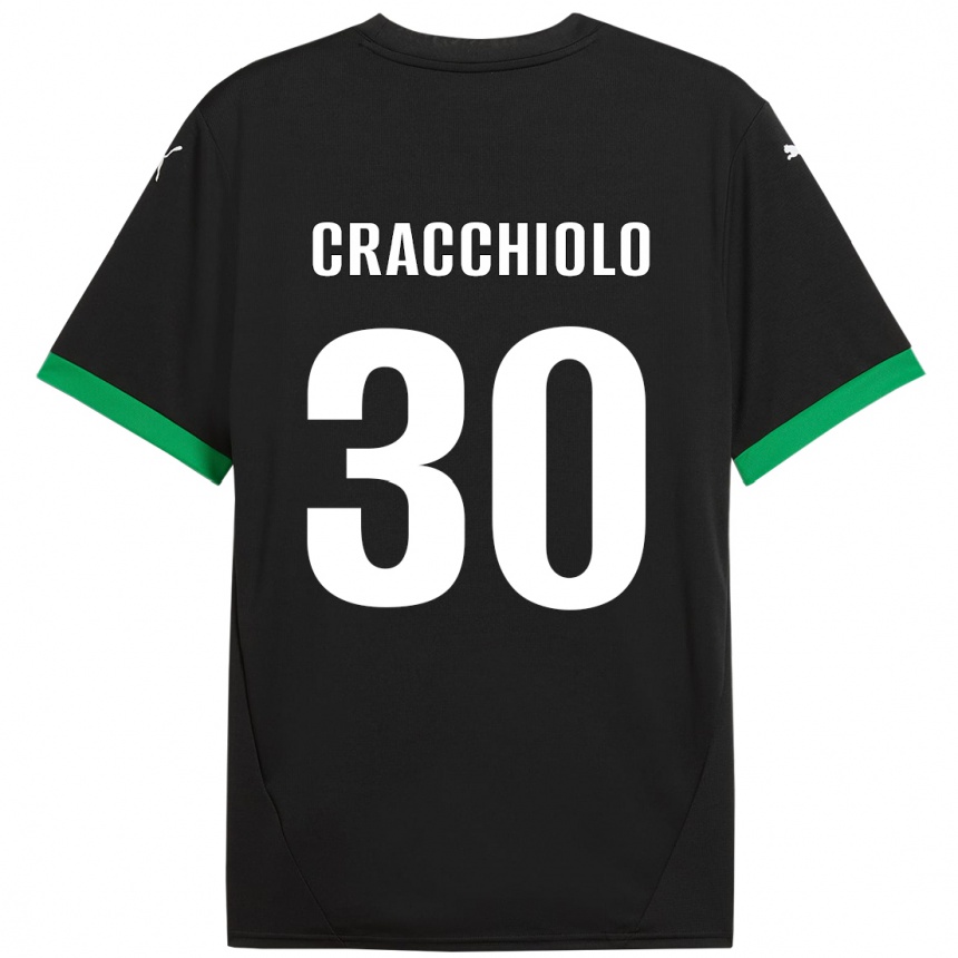 キッズフットボールLeonardo Cracchiolo#30黒 ダークグリーンホームシャツ2024/25ジャージーユニフォーム