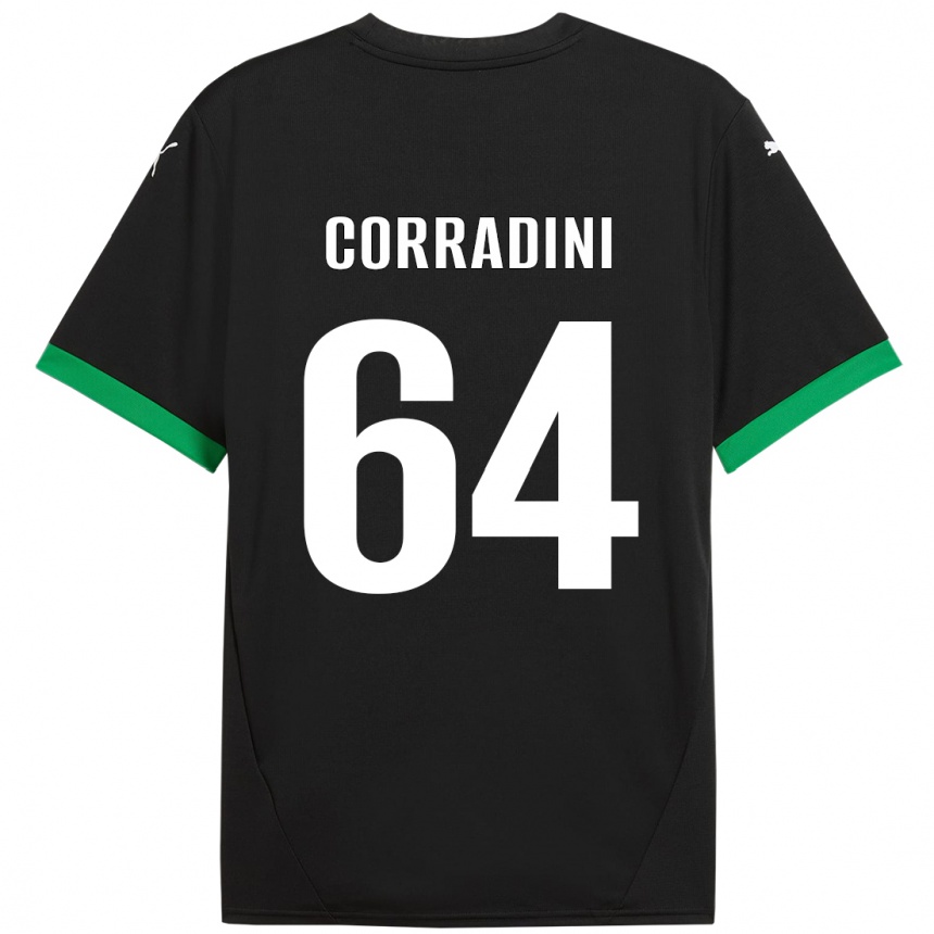 キッズフットボールFrancesco Corradini#64黒 ダークグリーンホームシャツ2024/25ジャージーユニフォーム