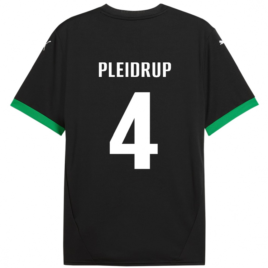 キッズフットボールCaroline Pleidrup#4黒 ダークグリーンホームシャツ2024/25ジャージーユニフォーム