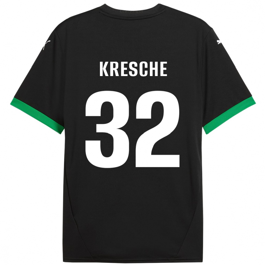 キッズフットボールIsabella Kresche#32黒 ダークグリーンホームシャツ2024/25ジャージーユニフォーム