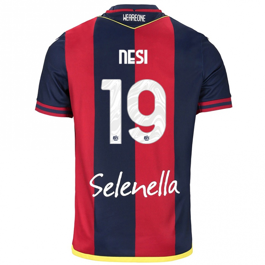 キッズフットボールLuca Nesi#19レッド ロイヤルブルーホームシャツ2024/25ジャージーユニフォーム