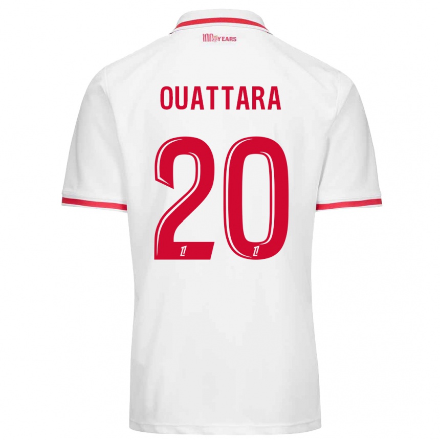 キッズフットボールKassoum Ouattara#20白 赤ホームシャツ2024/25ジャージーユニフォーム