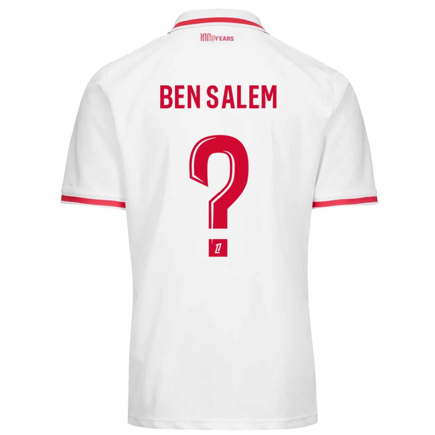 キッズフットボールOualid Ben Salem#0白 赤ホームシャツ2024/25ジャージーユニフォーム