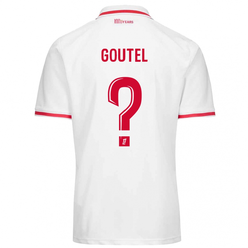 キッズフットボールFarid Goutel#0白 赤ホームシャツ2024/25ジャージーユニフォーム