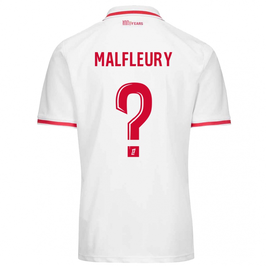 キッズフットボールGeoffrey Malfleury#0白 赤ホームシャツ2024/25ジャージーユニフォーム