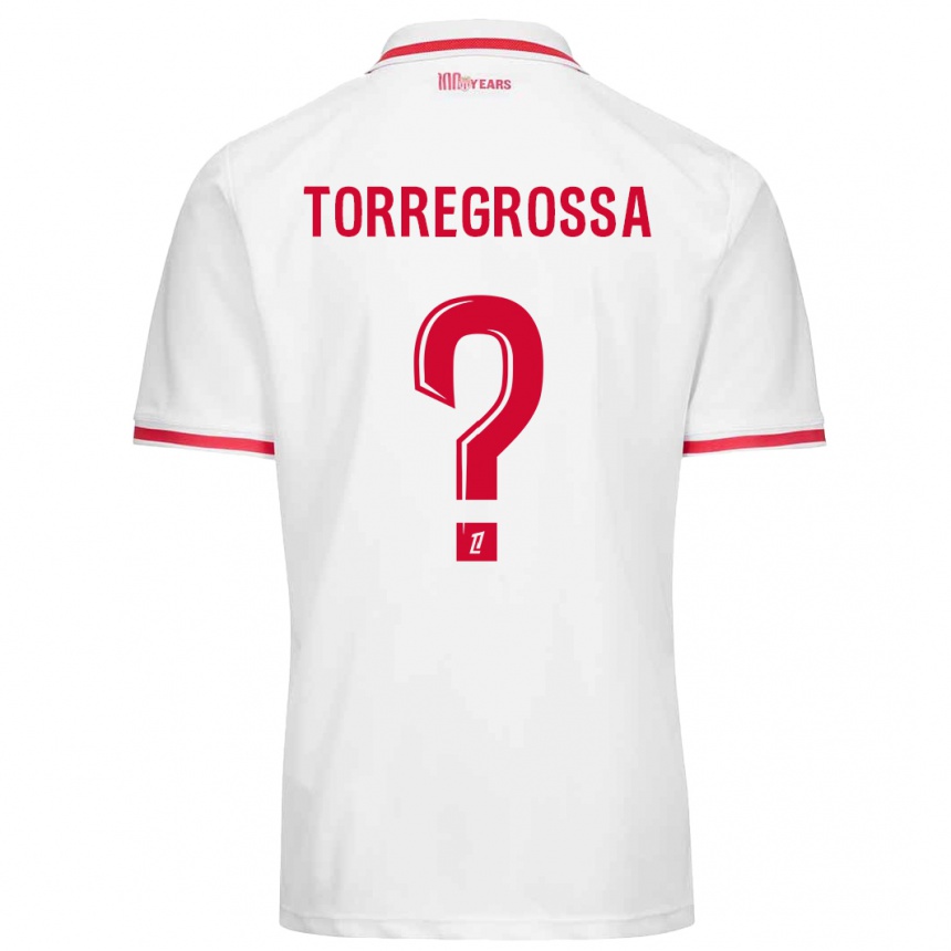 キッズフットボールHugo Torregrossa#0白 赤ホームシャツ2024/25ジャージーユニフォーム