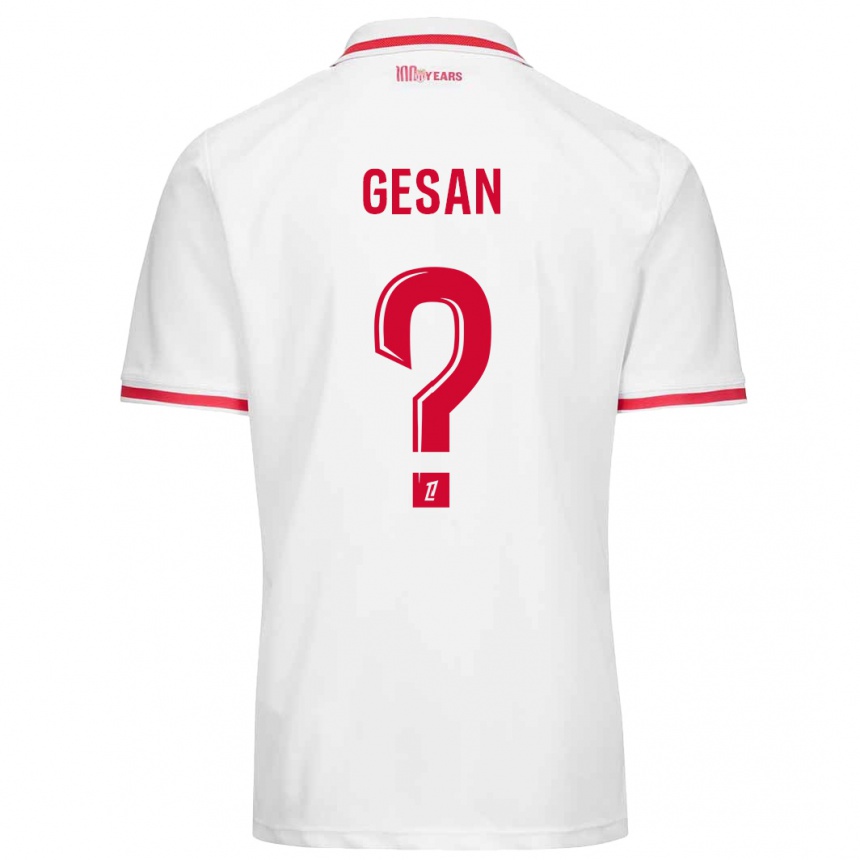 キッズフットボールYannick Gesan#0白 赤ホームシャツ2024/25ジャージーユニフォーム