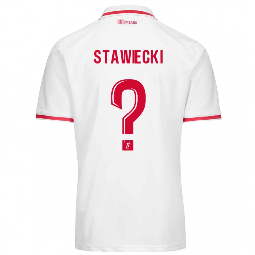 キッズフットボールJules Stawiecki#0白 赤ホームシャツ2024/25ジャージーユニフォーム