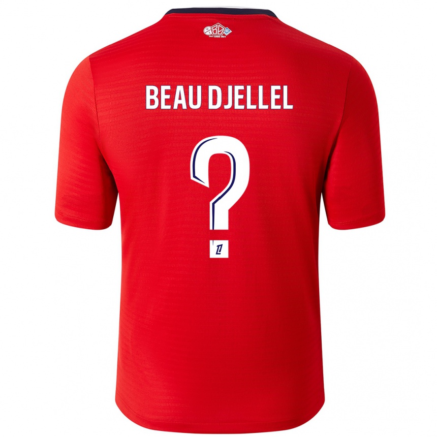 キッズフットボールYanis Beau Djellel#0赤 白ホームシャツ2024/25ジャージーユニフォーム